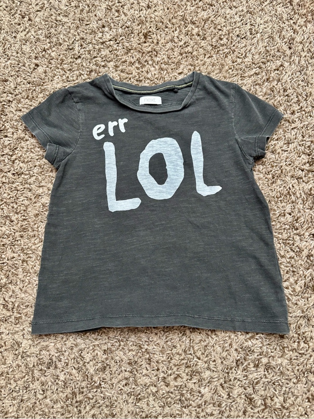 next Kids' Charcoal Graphic Tee with White "err LOL" Print